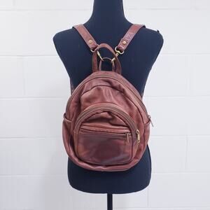 Vintage Brown Leather Convertible Backpack by Lew n Me